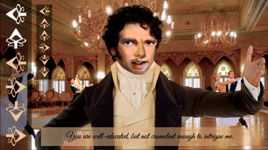 Darcy is saying "You are well-educated, but no cromulent enough to intrigue me"